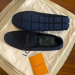Louis Vuitton Navy Blue Suede Men’s Loafers